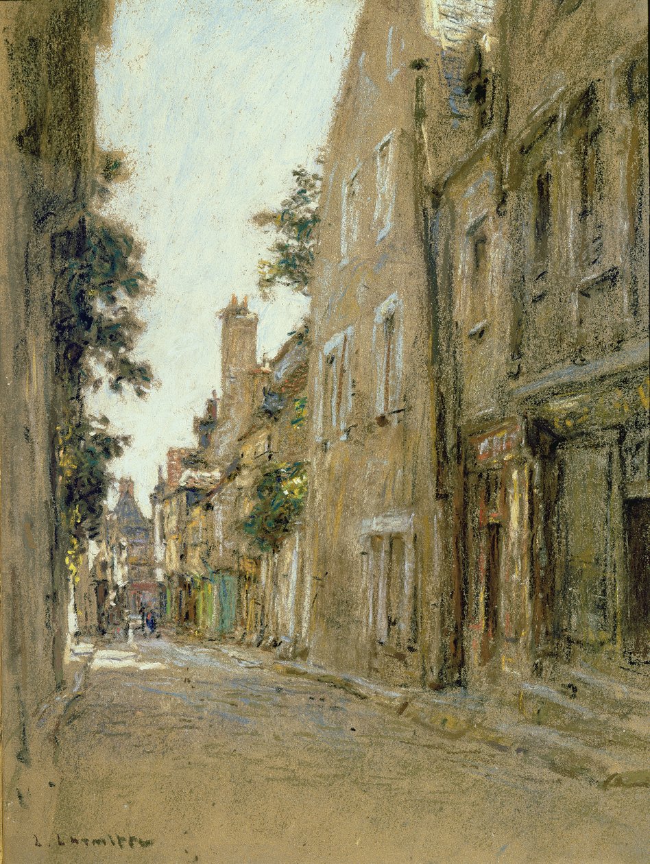 Rue Coursarlon, Bourges, c.1890 (devetüyü kağıda pastel) by Leon Augustin Lhermitte