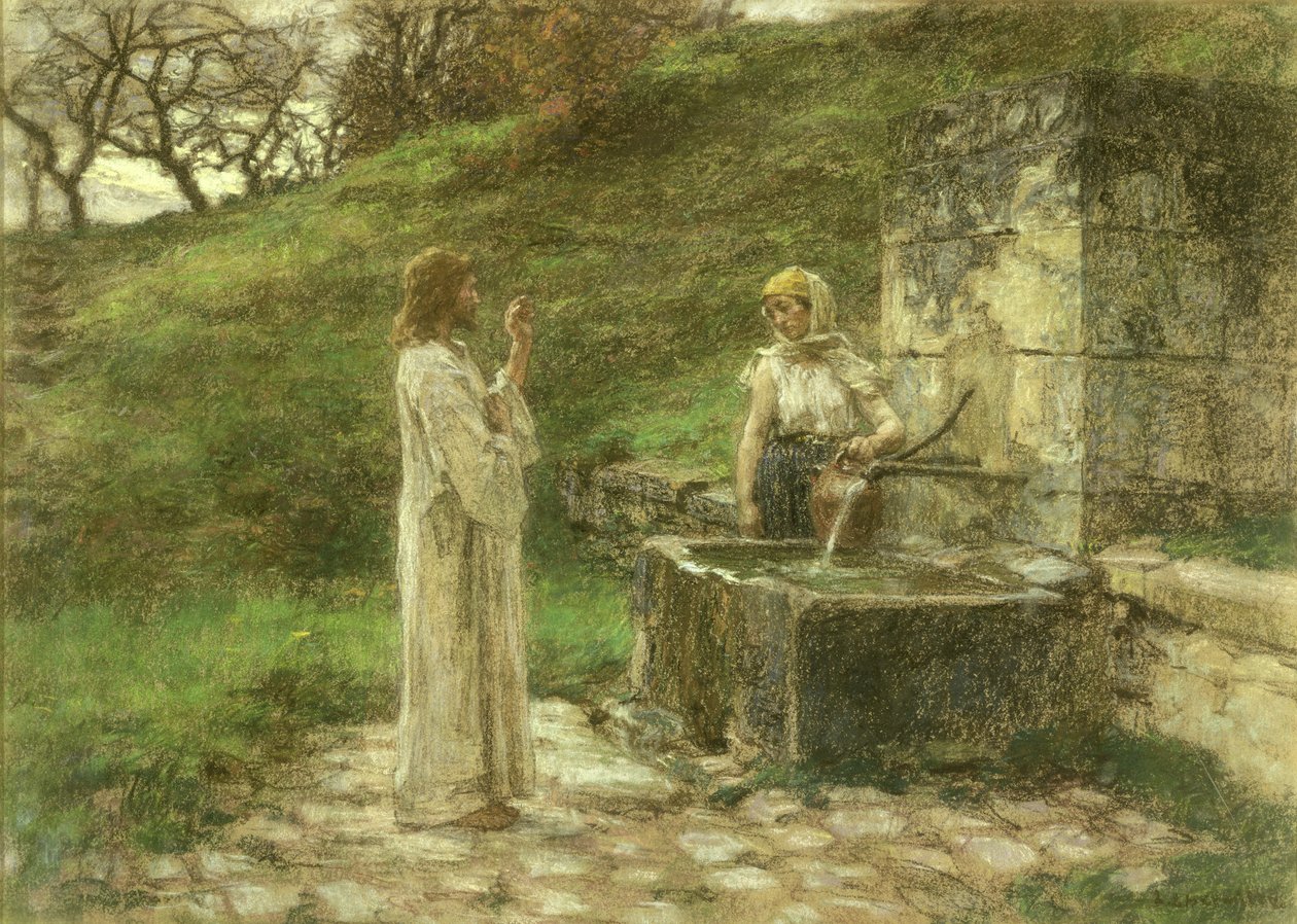 Kuyudaki Samiriyeli (tuval üzerine pastel) by Leon Augustin Lhermitte