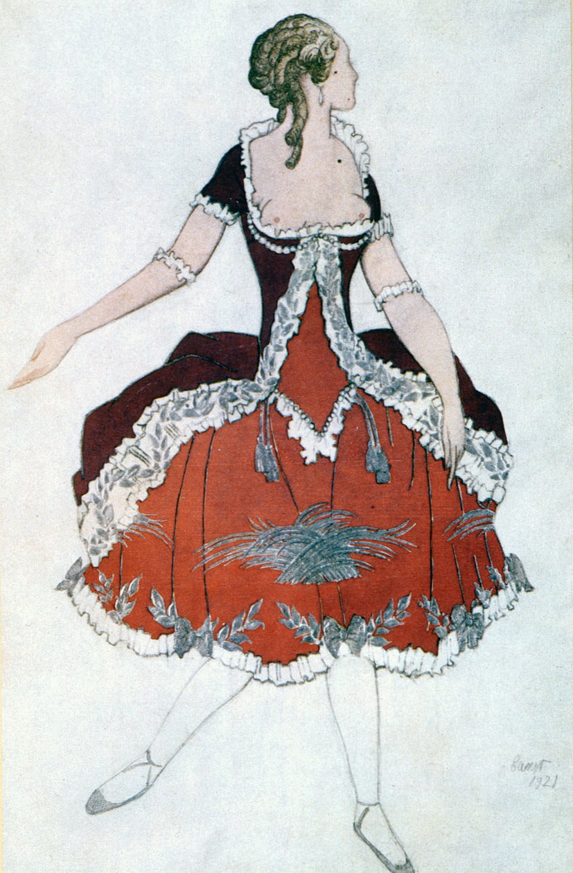 Uyuyan Güzel'den Prenses Aurora için kostüm tasarımı, 1921 by Leon Bakst