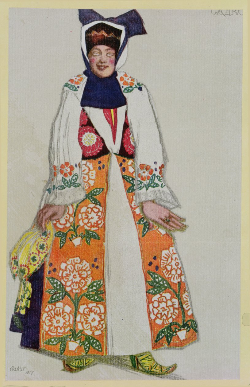 Köylü bir kadın için kostüm tasarımı, Sadko, 1917 by Leon Bakst