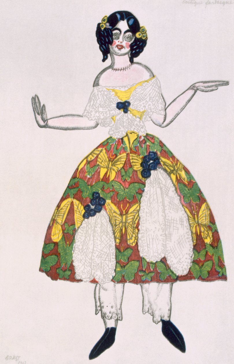 Kadın kukla kostümü, La Boutique Fantastique, 1917 by Leon Bakst