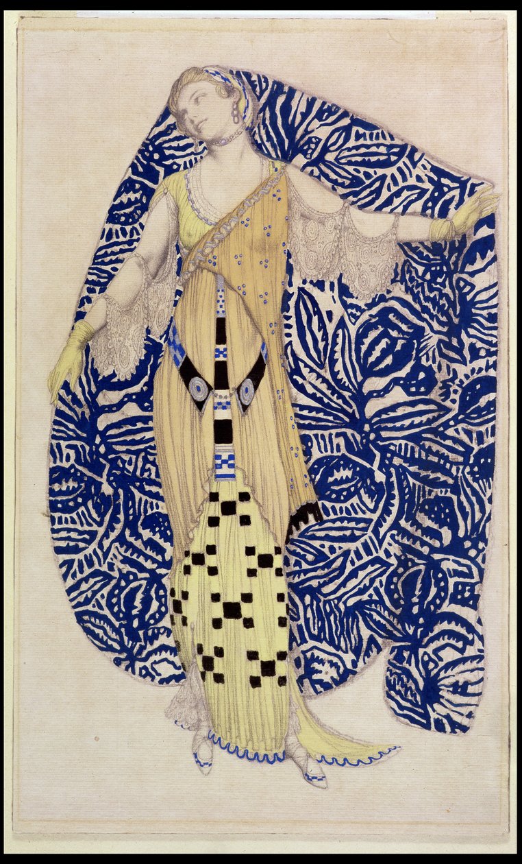 Modern Elbise, Dione, 1910 (kalem ve wc) by Leon Bakst