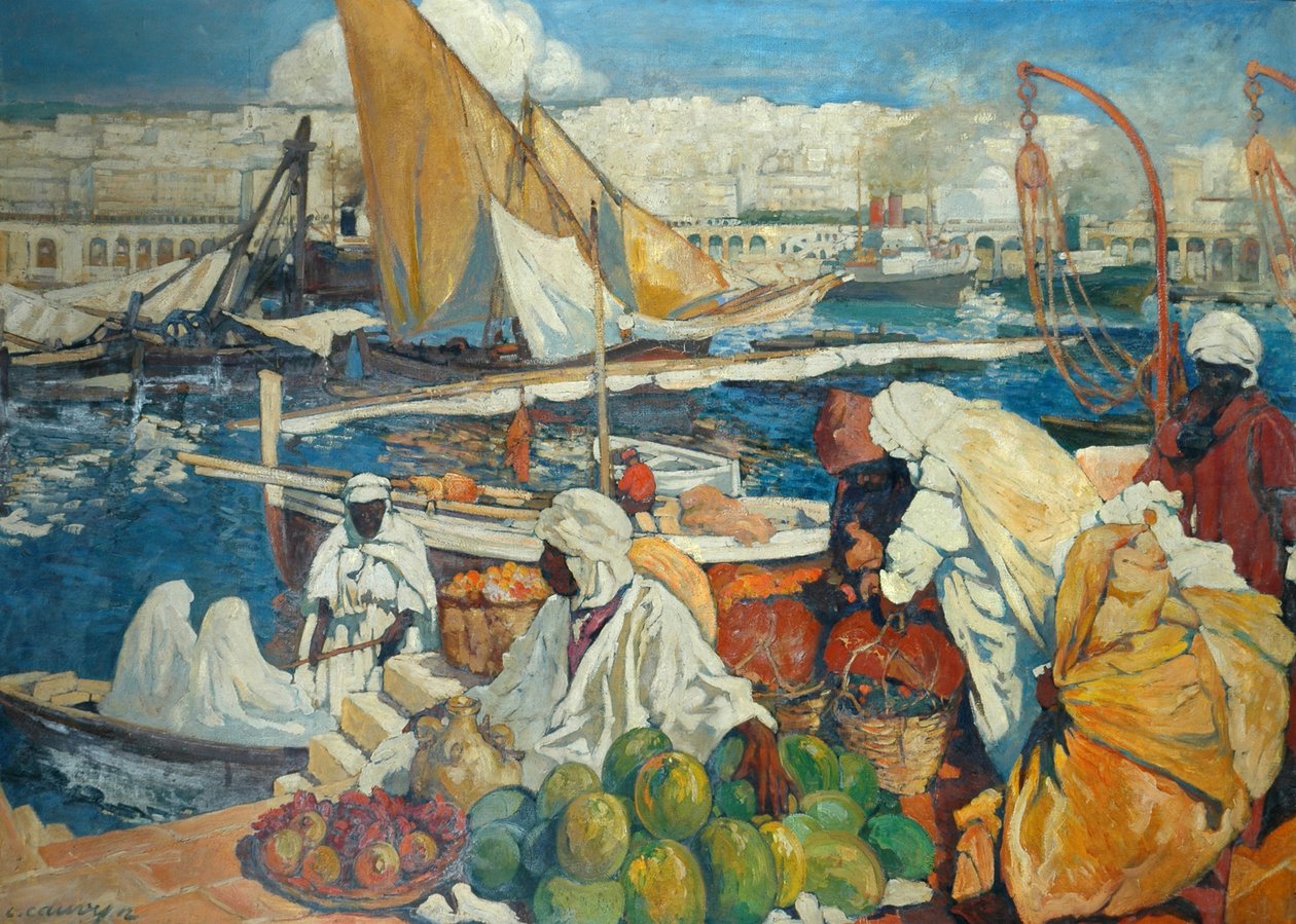 Alger La Blanche - Rıhtım Sahnesi, Cezayir, 1912 by Leon Cauvy