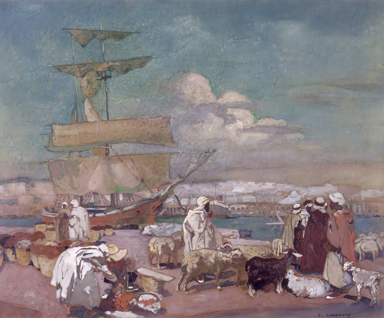 The Port of Algiers, c.1900  by Leon Cauvy