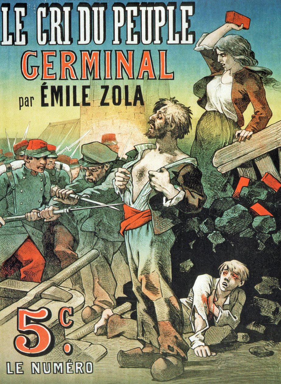 Emile Zola'nın (1840-1902) 'Germinal' kitabının 'Le Cri du Peuple'de yayınlanmasının reklamını yapan afiş by Leon Choubrac