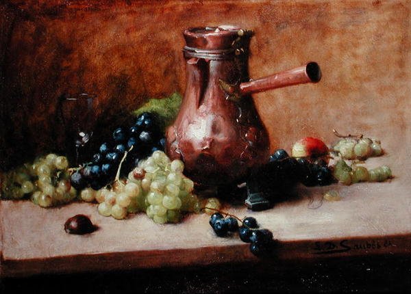 ಸ್ಟೈಲ್ ಲೈಫ್ ವಿತ್ ದ್ರಾಕ್ಷಿಗಳು, 1881 ಟರ್ಕ್ by Leon Daniel Saubes