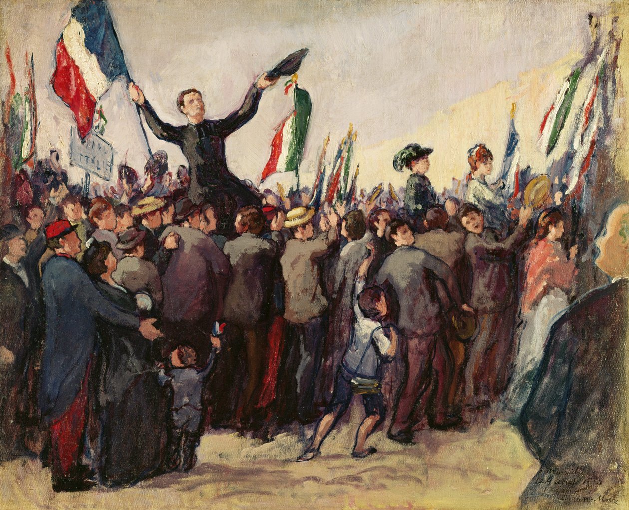 4 Ağustos 1914'te Fransız ordusuna katılmak için Marsilya'ya gelen İtalyan gönüllüler by Leon Giran Max