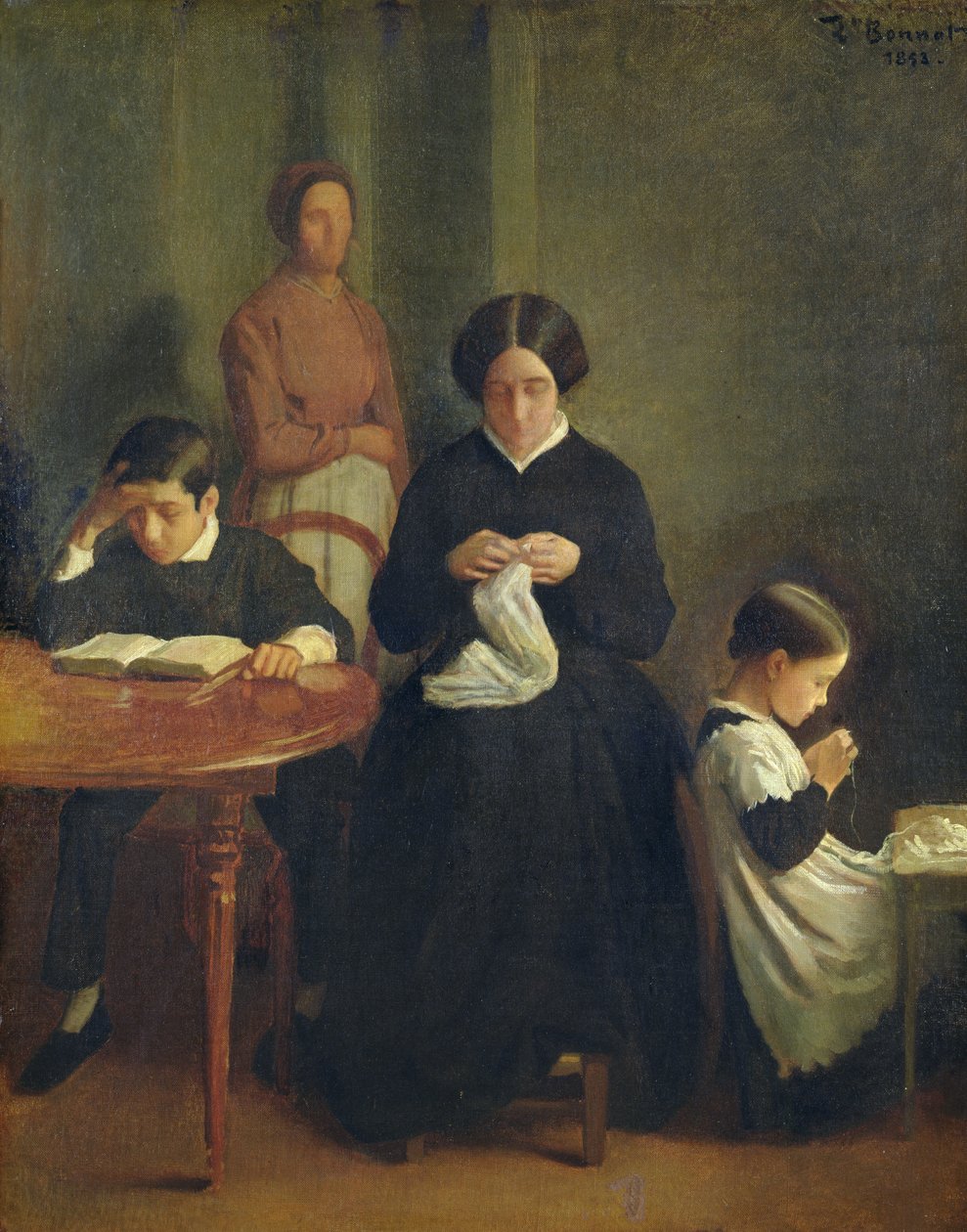 Sanatçının Annesi, Abisi ve Kızkardeşinin Portresi, 1853 by Leon Joseph Florentin Bonnat