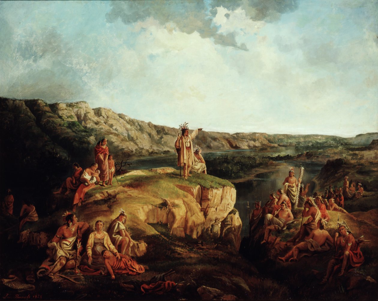 Kızılderililerle Batı manzarası, 1852 by Leon Pomarede