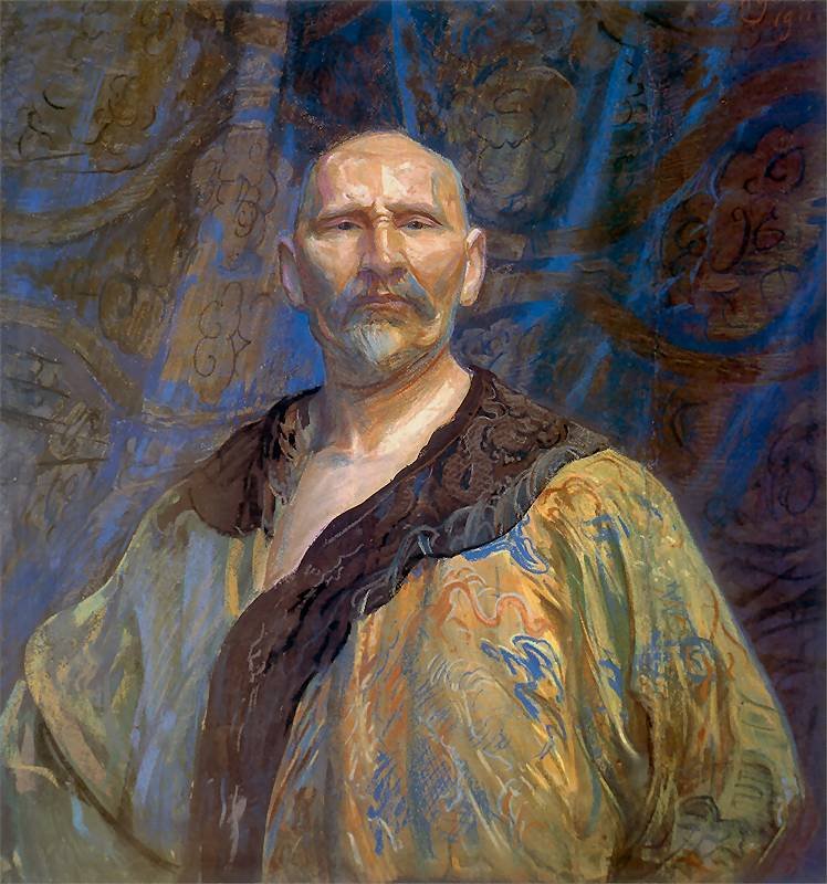 Çin cüppesinde otoportre. by Leon Wyczokowski