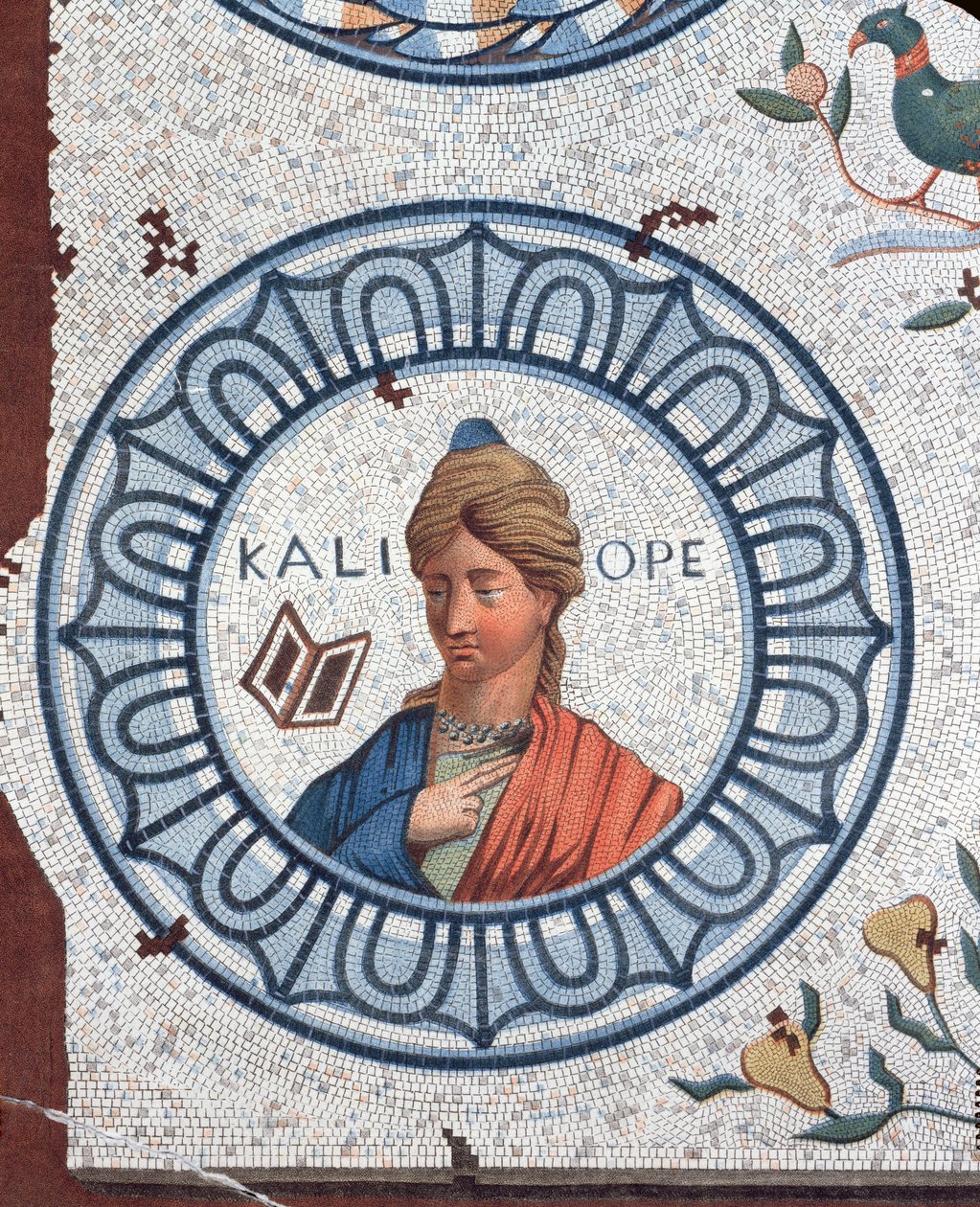 Calliope, Belagat İlham Perisi ve Epik Şiir (renkli gravür) by Leon de Laborde