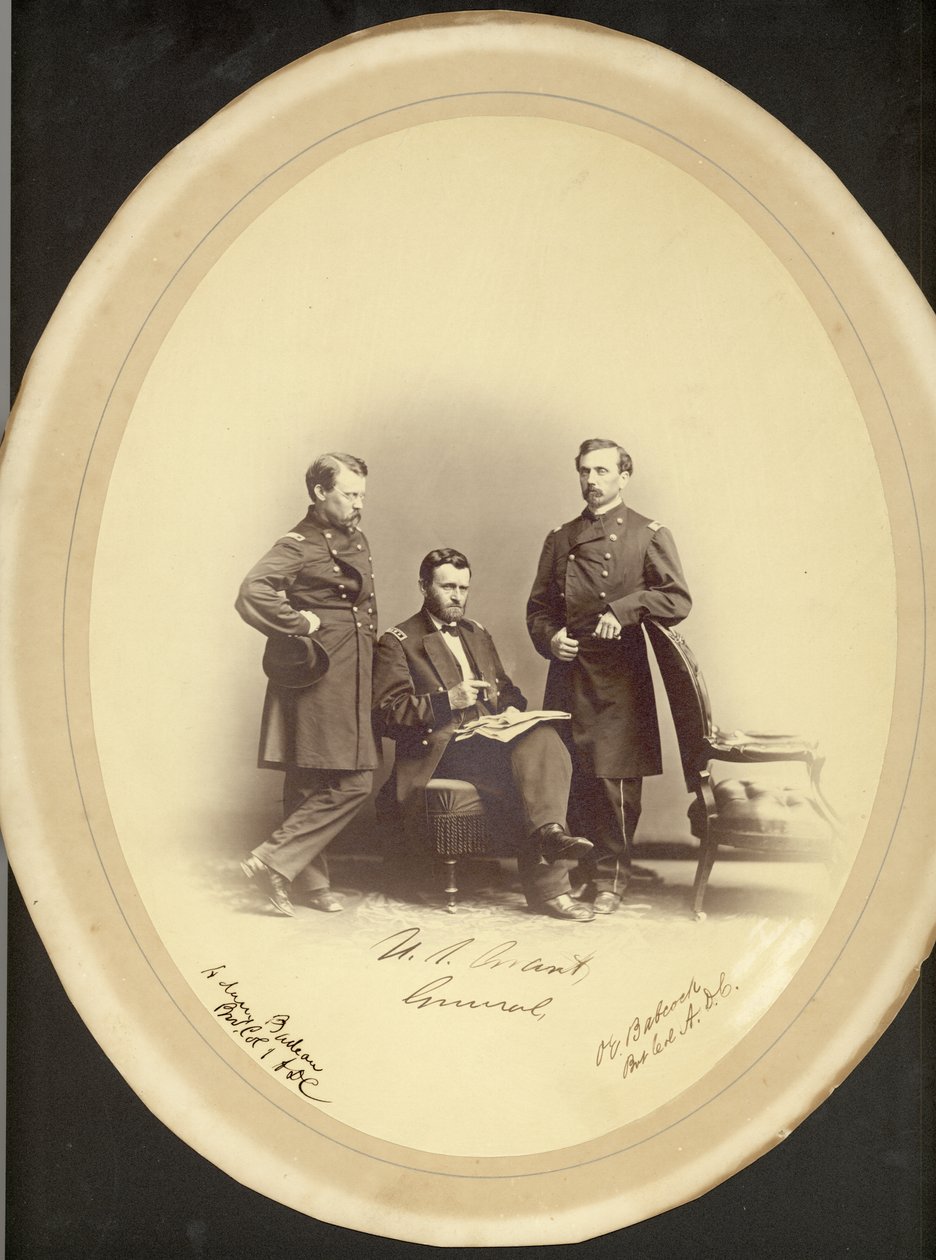 Teğmen General Ulysses S. Grant, Bvt. Albay Adam Budeau ve Bvt. Albay O.E. Babcock. by Leon van Loo