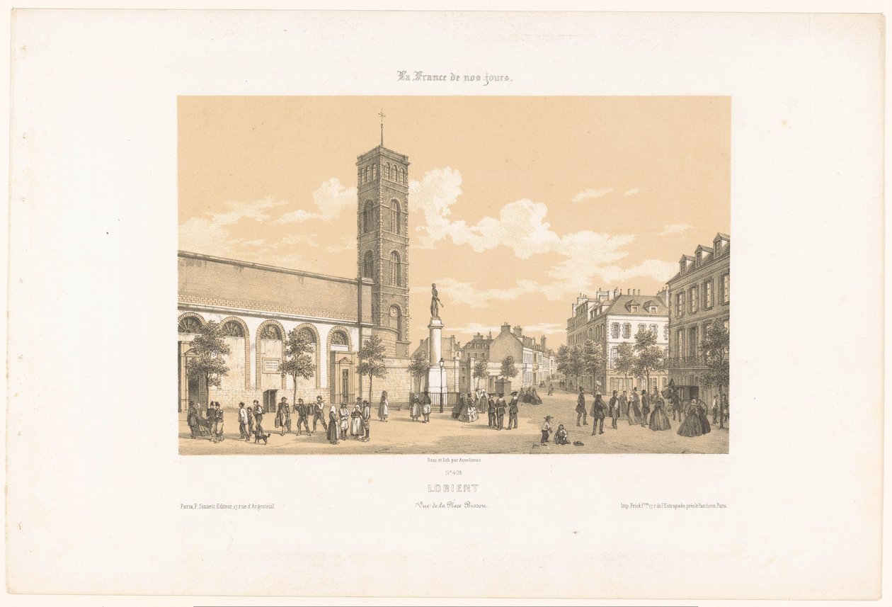 Lorient Lorient'teki Place Bisson'un görünümü. Vue de la place Bisson (nesne üzerine başlık) Çağdaş Fransa (dizi başlığı) La France de nos jours (nesne üzerine dizi başlığı) by Leon Auguste Asselineau
