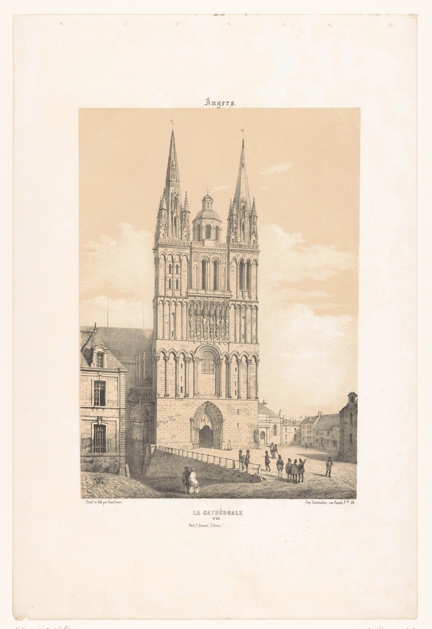 Angers Angers katedralinin görünümü. La cathédrale (nesne üzerine başlık) Çağdaş Fransa (dizi başlığı) La France de nos jours (dizi başlığı) by Leon Auguste Asselineau