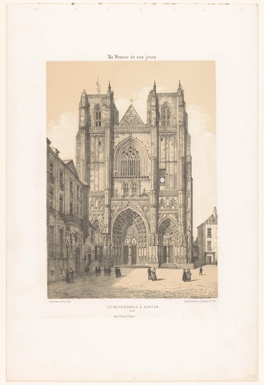 Nantes'teki St. Peter ve St. Paul Katedrali'nin görünümü La cathédrale à Nantes (nesne üzerine başlık) Çağdaş Fransa (dizi başlığı) La France de nos jours (nesne üzerine dizi başlığı) by Leon Auguste Asselineau