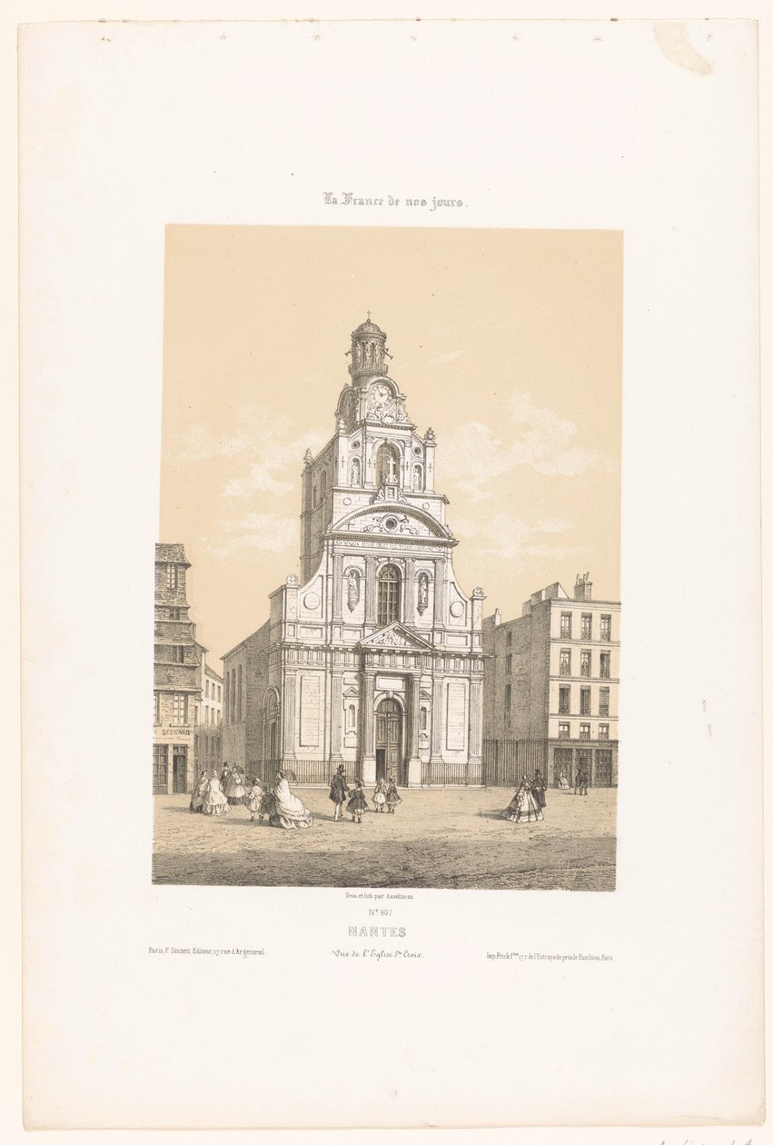 Nantes Nantes'teki Sainte-Croix kilisesinin görünümü. Vue de l'église de Ste. Croix (nesne üzerine başlık) Çağdaş Fransa (dizi başlığı) La France de nos jours (nesne üzerine dizi başlığı) by Leon Auguste Asselineau