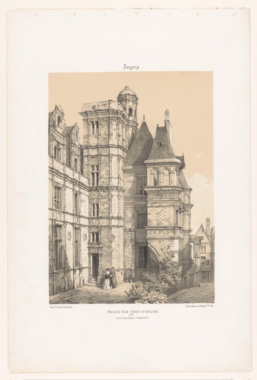 Angers Angers kalesinin bir bölümünün görünümü. Palais des ducs d'Anjou (nesne üzerine başlık) Çağdaş Fransa (dizi başlığı) La France de nos jours (dizi başlığı) by Leon Auguste Asselineau
