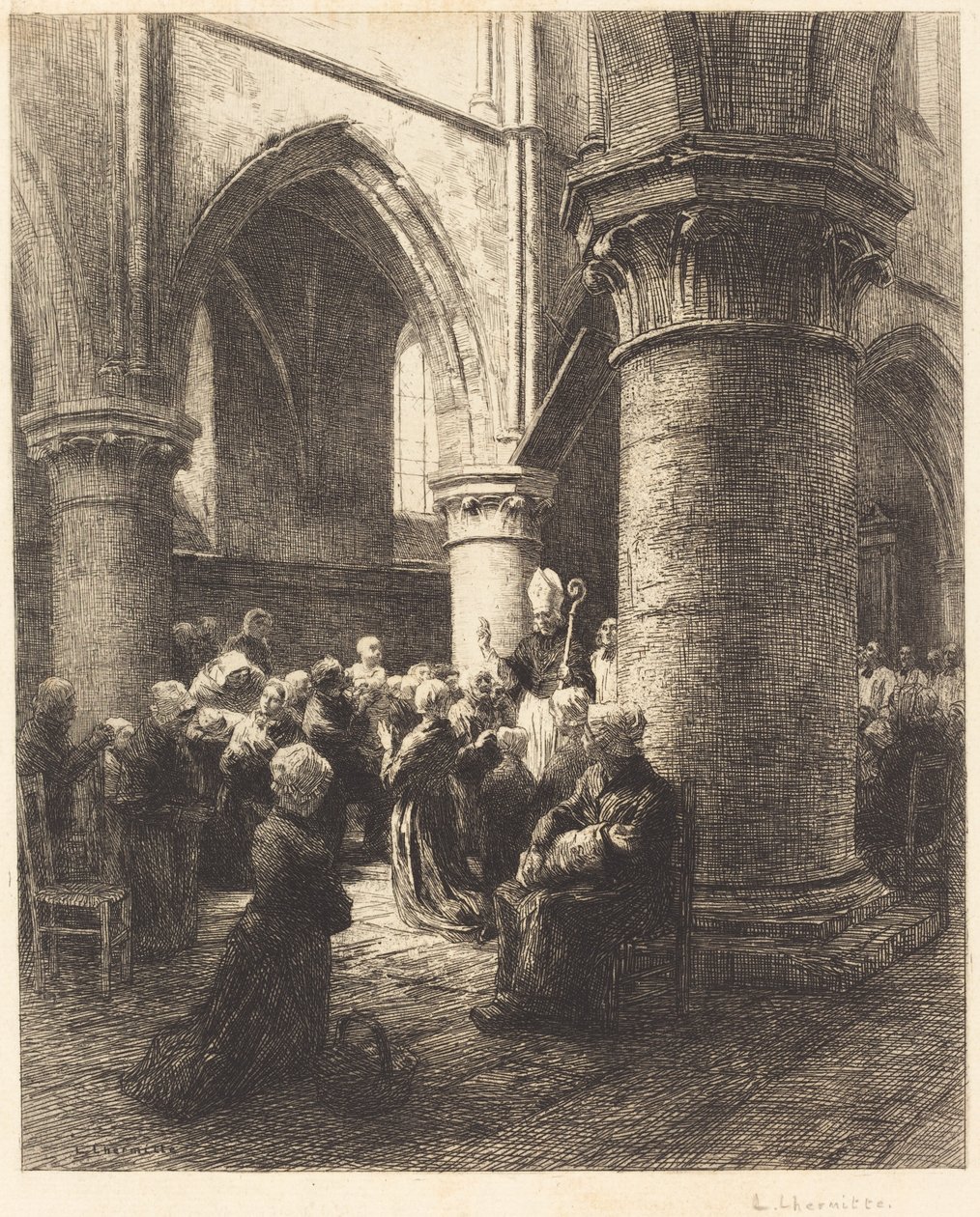 Piskoposluk Ziyareti by Leon Augustin Lhermitte