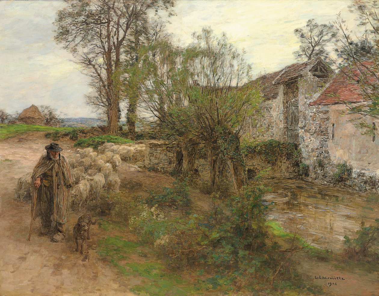 Chailly Sokağı Sürüsü'nün Çıkışı; Sürünün Rue Chailly'den çıkışı, 1904 by Leon Augustin Lhermitte