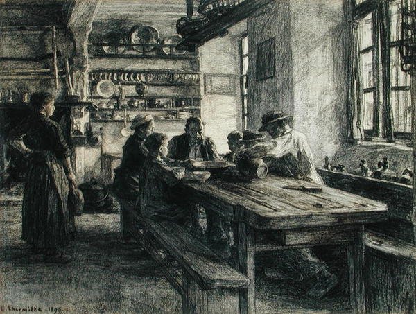 Mutfak İç Mekanındaki Rakamlar by Leon Augustin Lhermitte