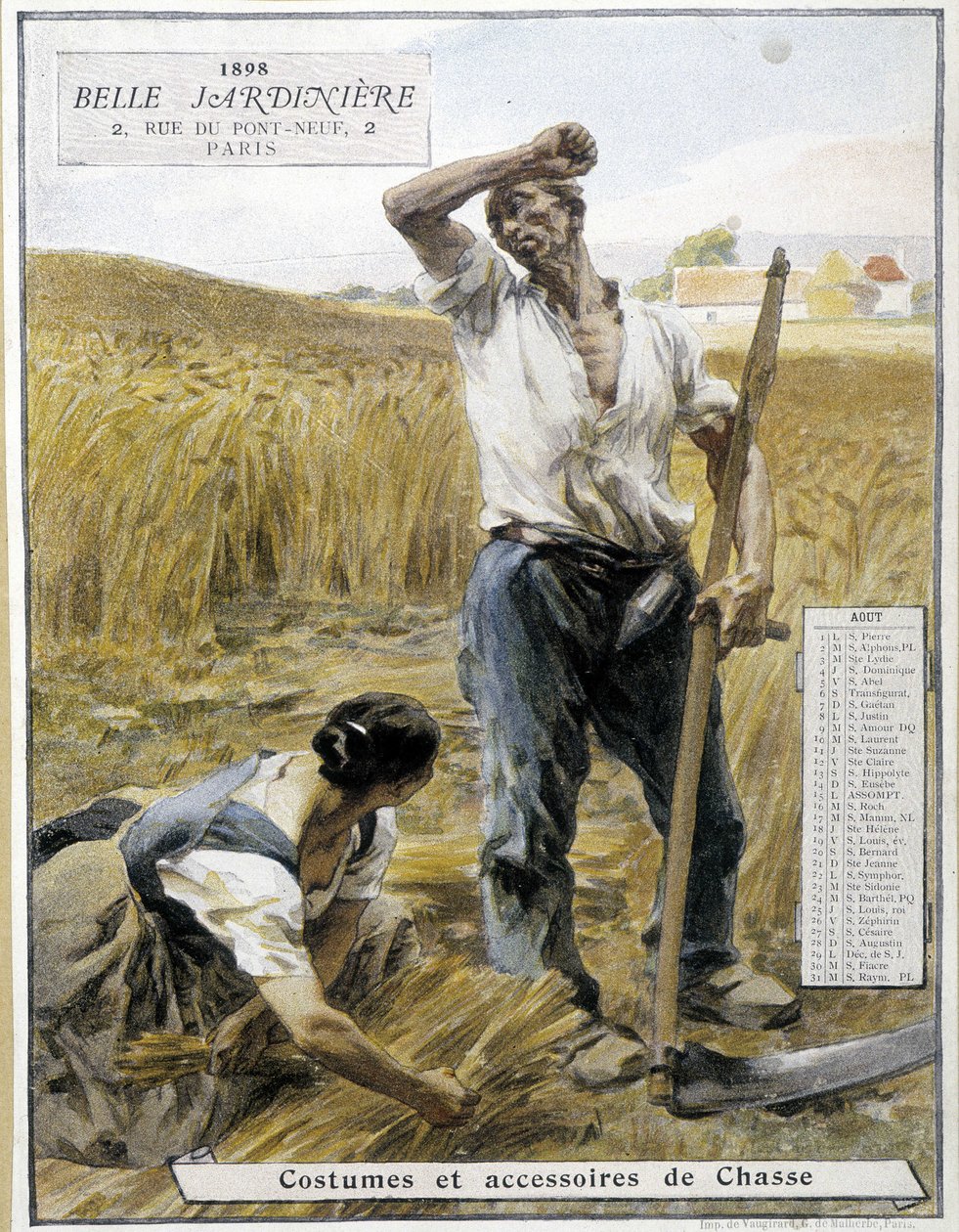 Hasat - Lhermitte tarafından, mağaza takvimi “” Güzel bahçıvan””, Ağustos 1898 by Leon Augustin Lhermitte