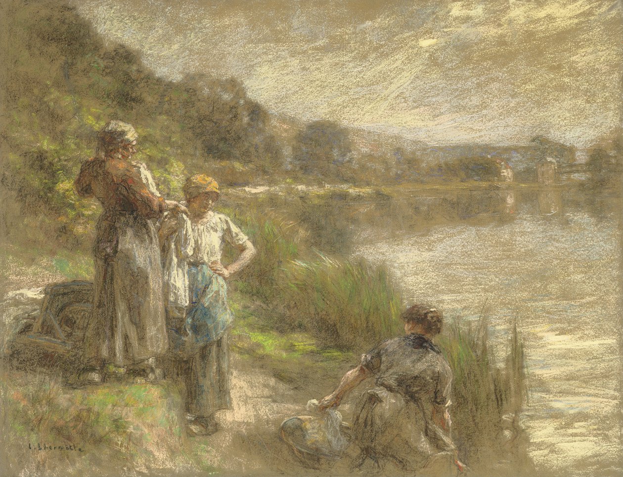 Biçerdöver Şişeden İçiyor veya Susuzluk by Leon Augustin Lhermitte