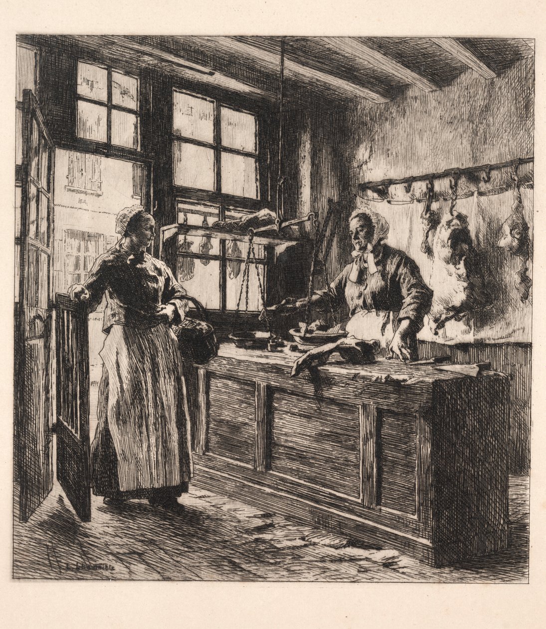 Kasap Dükkanının İçi by Leon Augustin Lhermitte