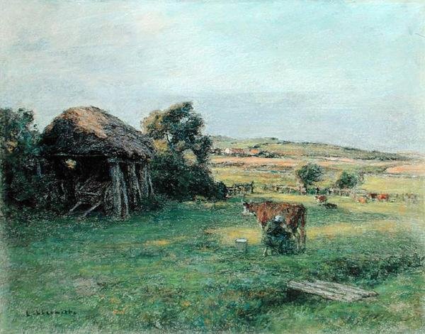 İnek Sağan Köylü Kadının Manzarası, 1880