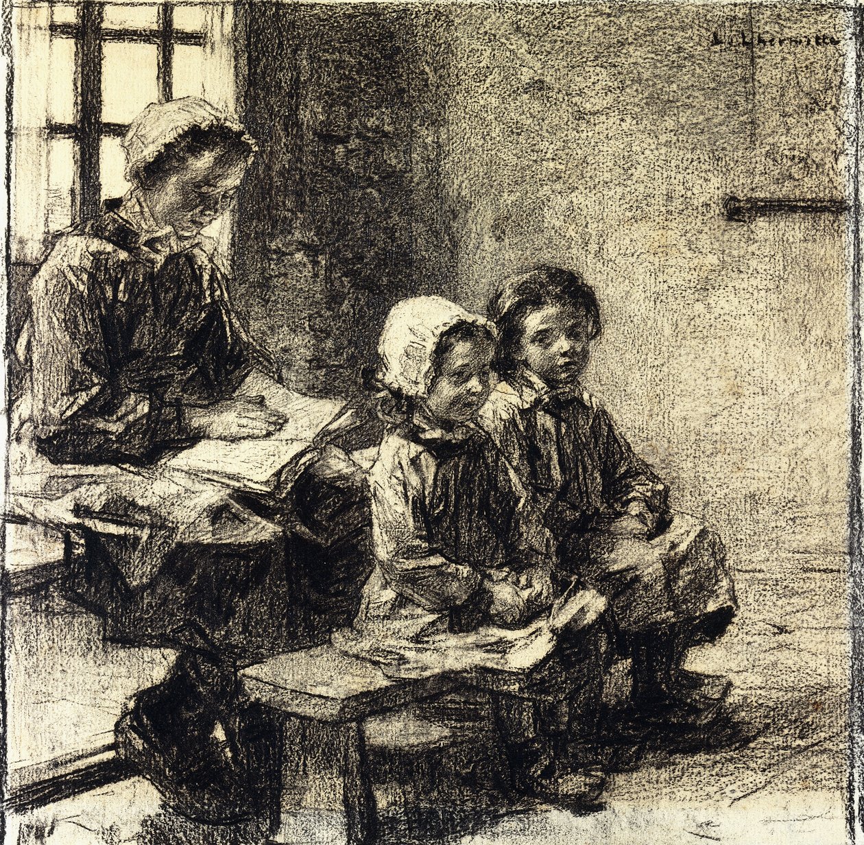 Mont-Saint-Pere Okulundaki Küçük Kızlar, by Leon Augustin Lhermitte