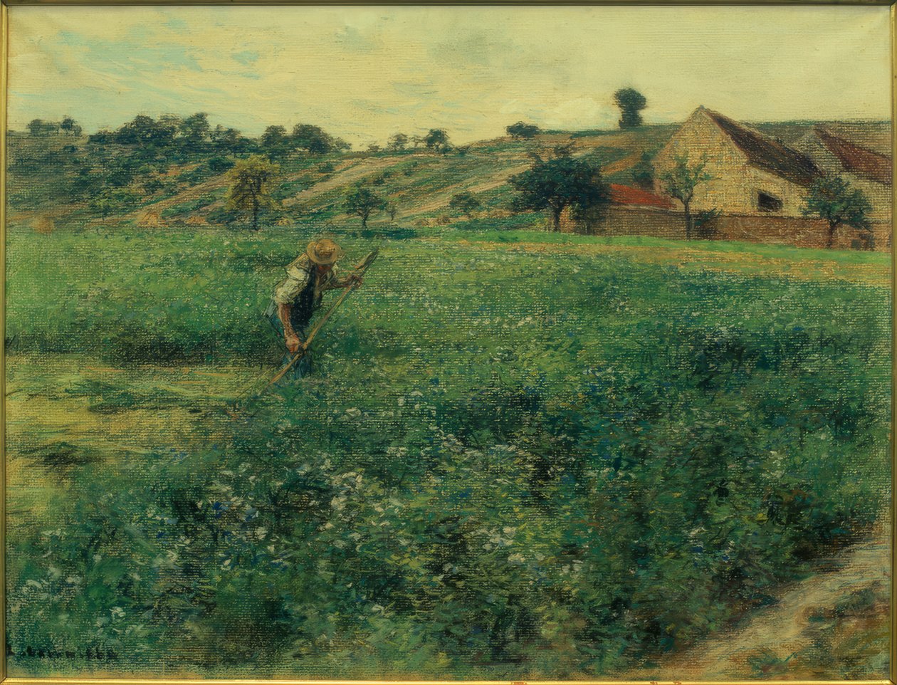 Yonca alanında biçme makinesi by Leon Augustin Lhermitte