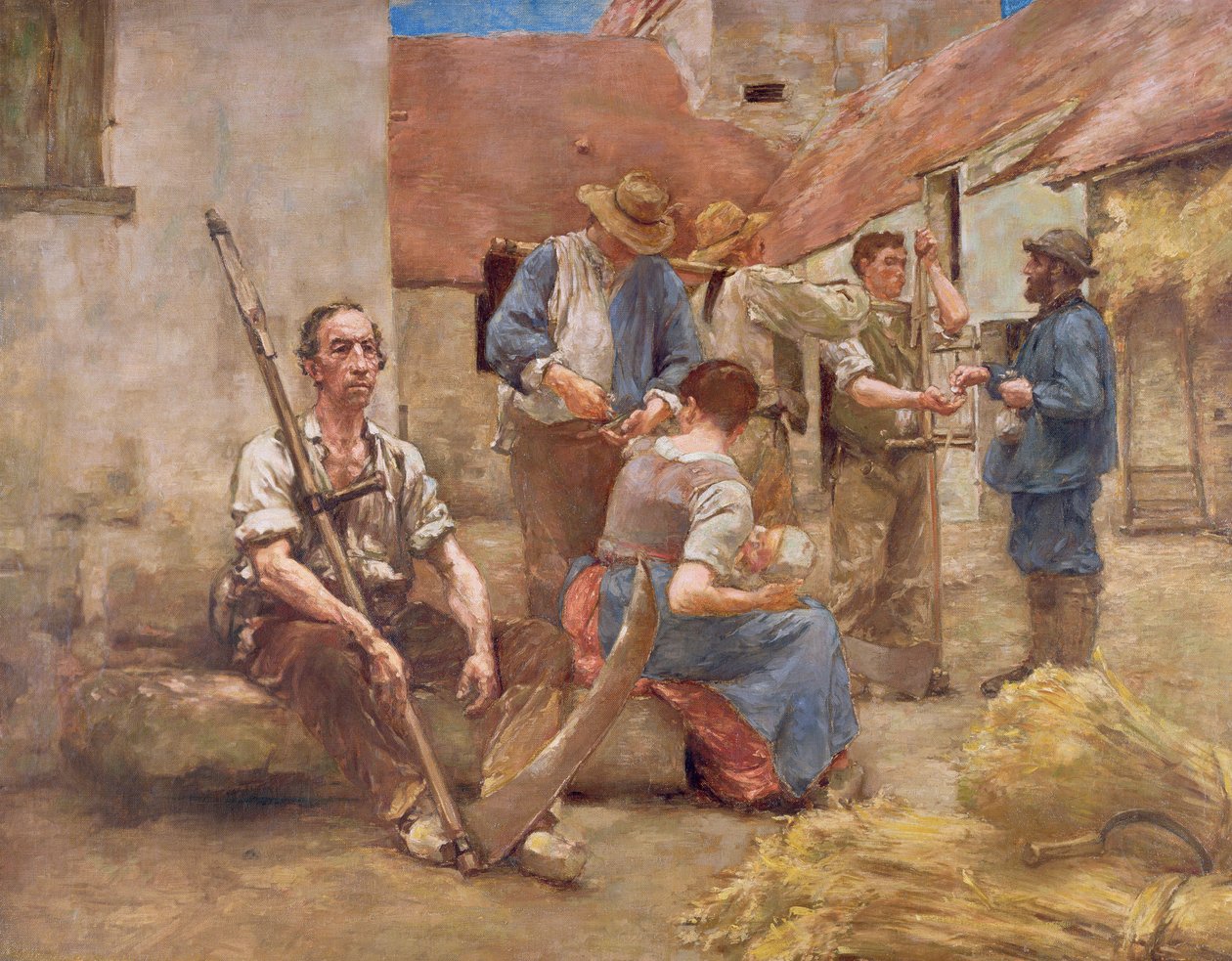 Biçerdöverlere Ödeme Yapmak (kroki) by Leon Augustin Lhermitte