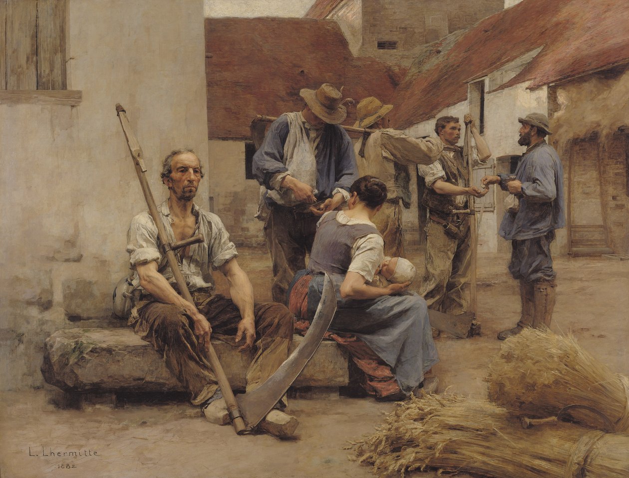 Biçerdöverlere Ödeme Yapmak, 1882 by Leon Augustin Lhermitte