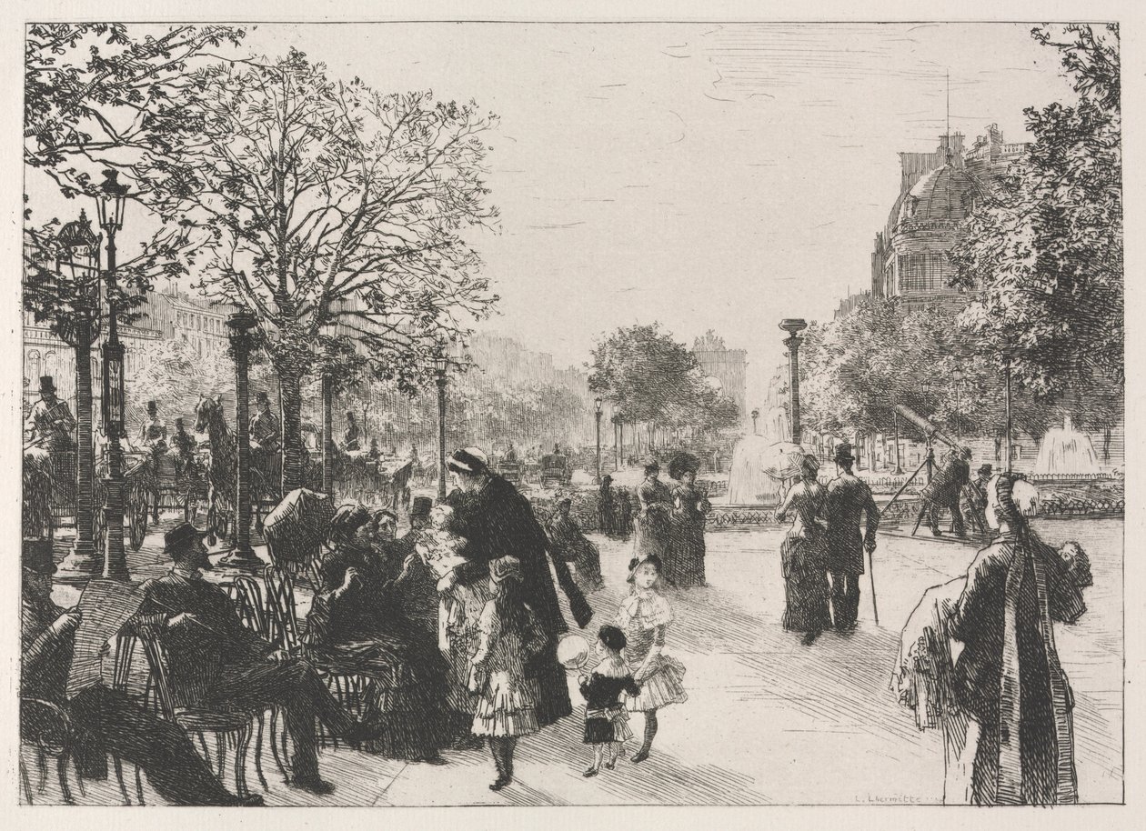 Tuileries Bahçeleri. by Leon Augustin Lhermitte