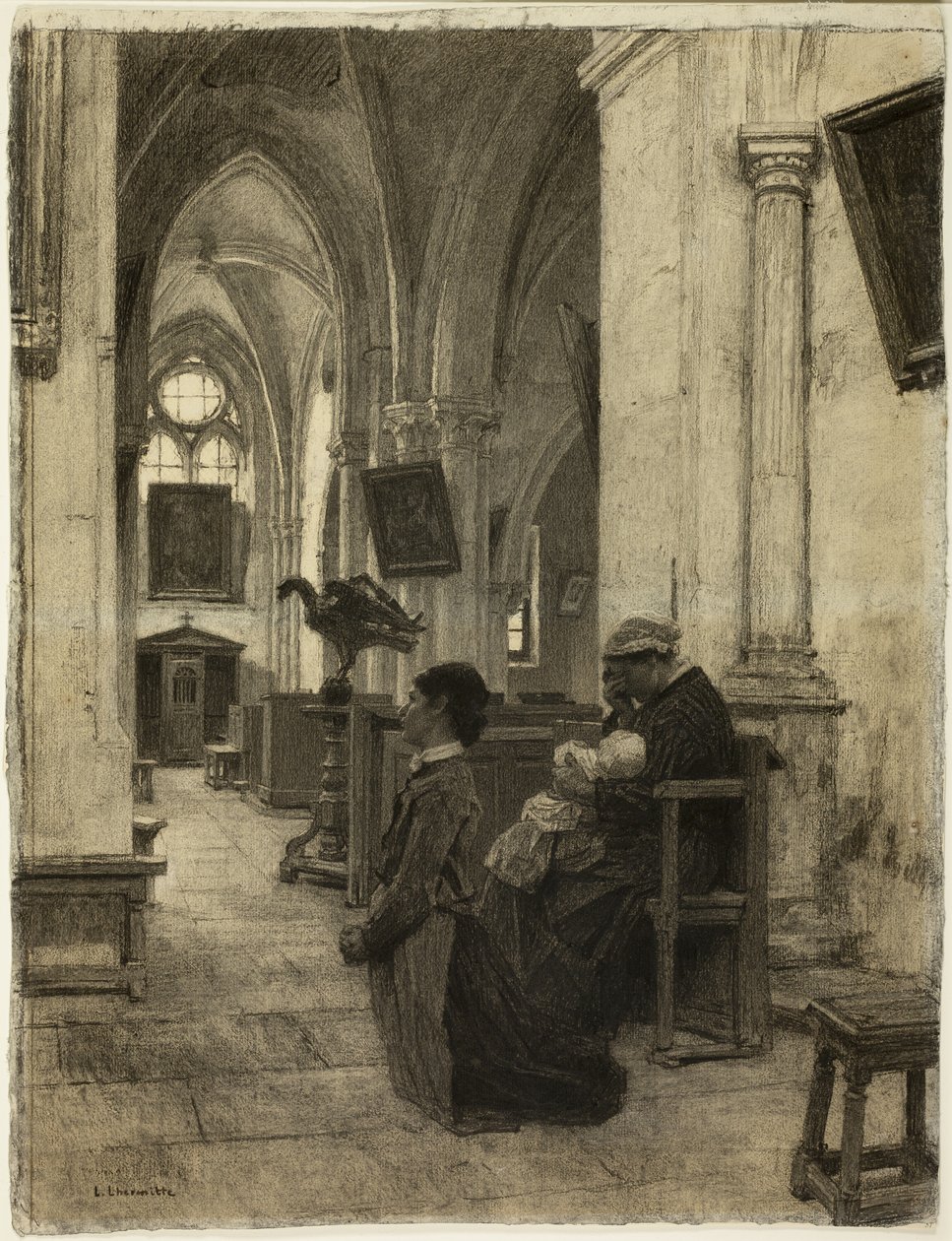 Kilisede Dua Eden Kadınlar by Leon Augustin Lhermitte