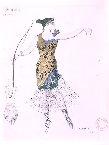 Anna Pavlova Diana gibi giyinmiş by Leon Bakst