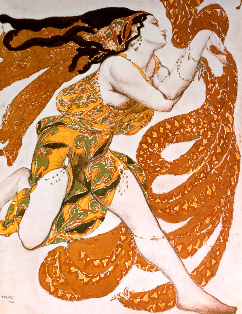 Bacchante, Tcherepnins Narcisse yapımı bir Ballets Russes için kostüm tasarımı, 1911 by Leon Bakst