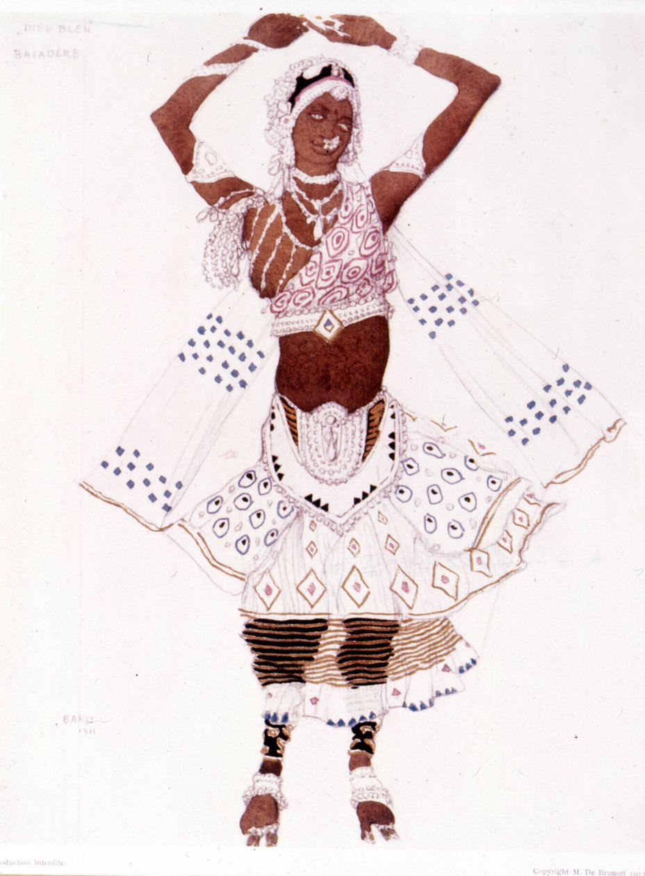 Léon Bakst tarafından Reynaldo Hahn (1875 - 1947) tarafından “The Blue God” için yaratılan Bayadre kostümü by Leon Bakst