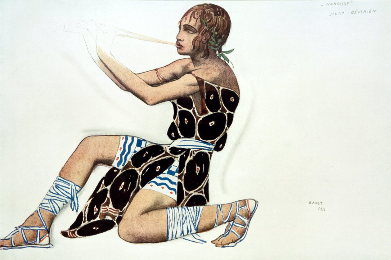 Beotien, kostüm tasarımı bir Ballets Russes Narcisse yapımı, müzik Tcherepnin, 1911 by Leon Bakst
