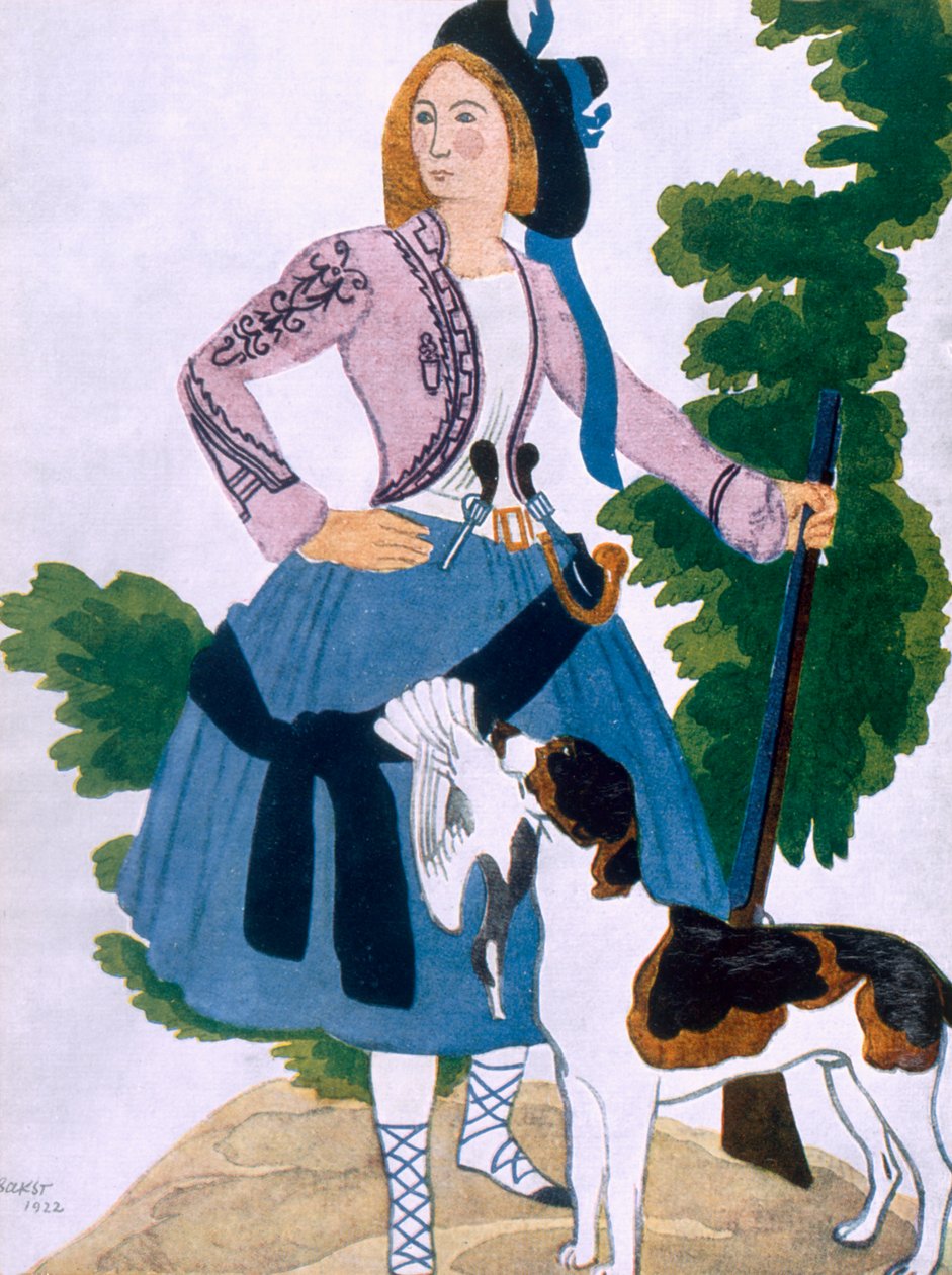 The Huntress için kostüm tasarımı, 1922 by Leon Bakst