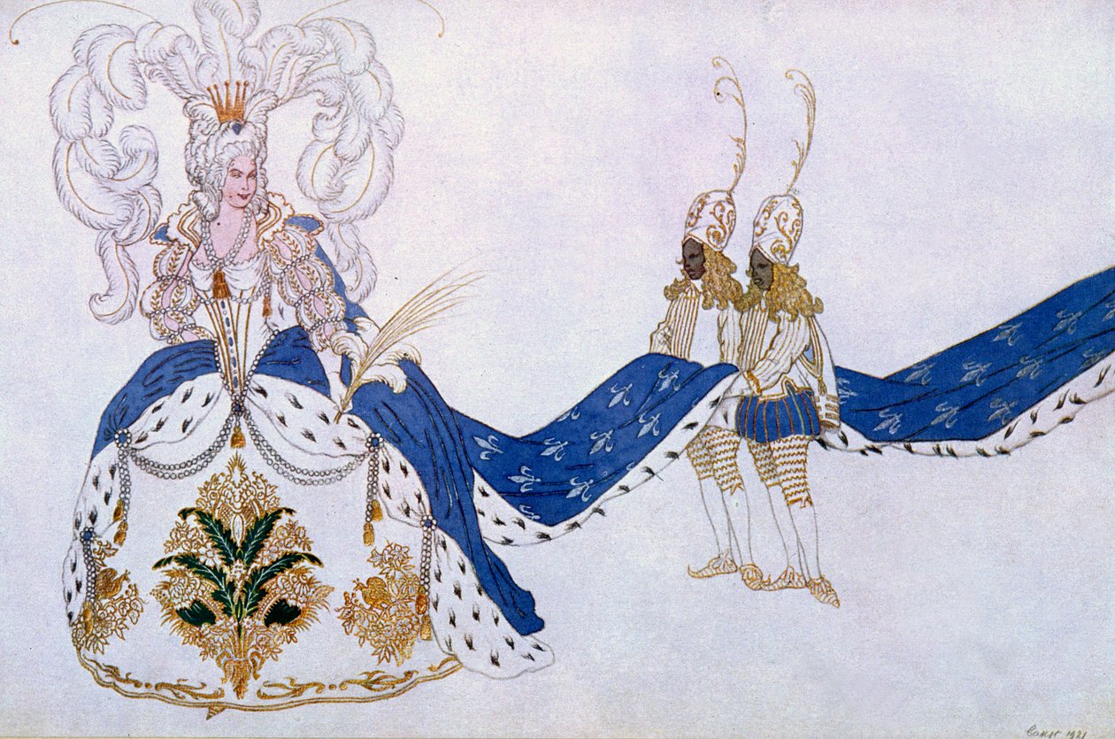 Uyuyan Güzel'den Kraliçe ve Sayfaları için kostüm tasarımı, 1921 by Leon Bakst