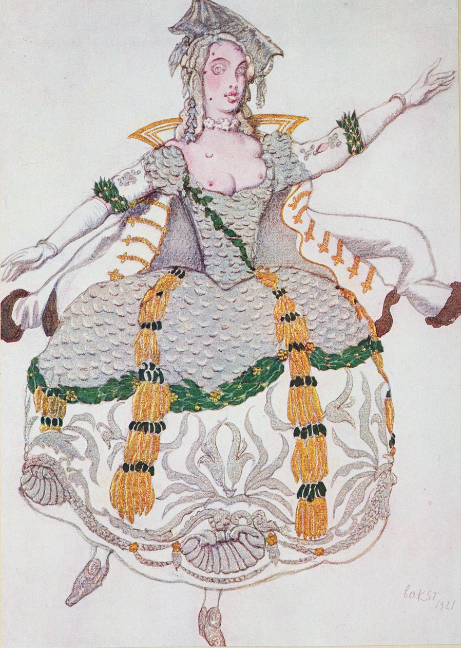 Uyuyan Güzel'den Mazurka (Leydi) için kostüm tasarımı by Leon Bakst