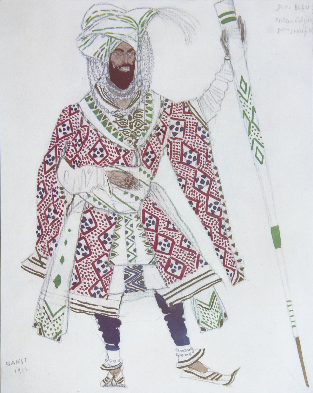 Mavi Tanrı Balesi için kostüm tasarımı, R. Hahn, 1912 by Leon Bakst