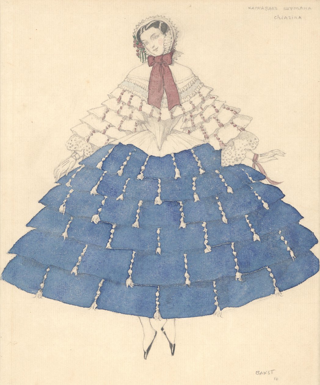 Bale Karnavalı için kostüm tasarımı, R. Schumann, 1910. by Leon Bakst