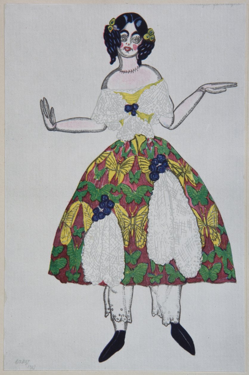 Bale için kostüm tasarımı The Magic Toy Shop, G. Rossini, 1919 by Leon Bakst