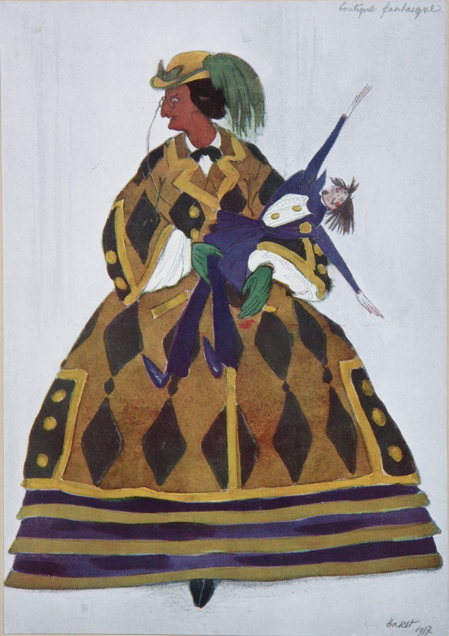 İngiliz. Bale için kostüm tasarımı The Magic Toy Shop, G. Rossini, 1919 by Leon Bakst
