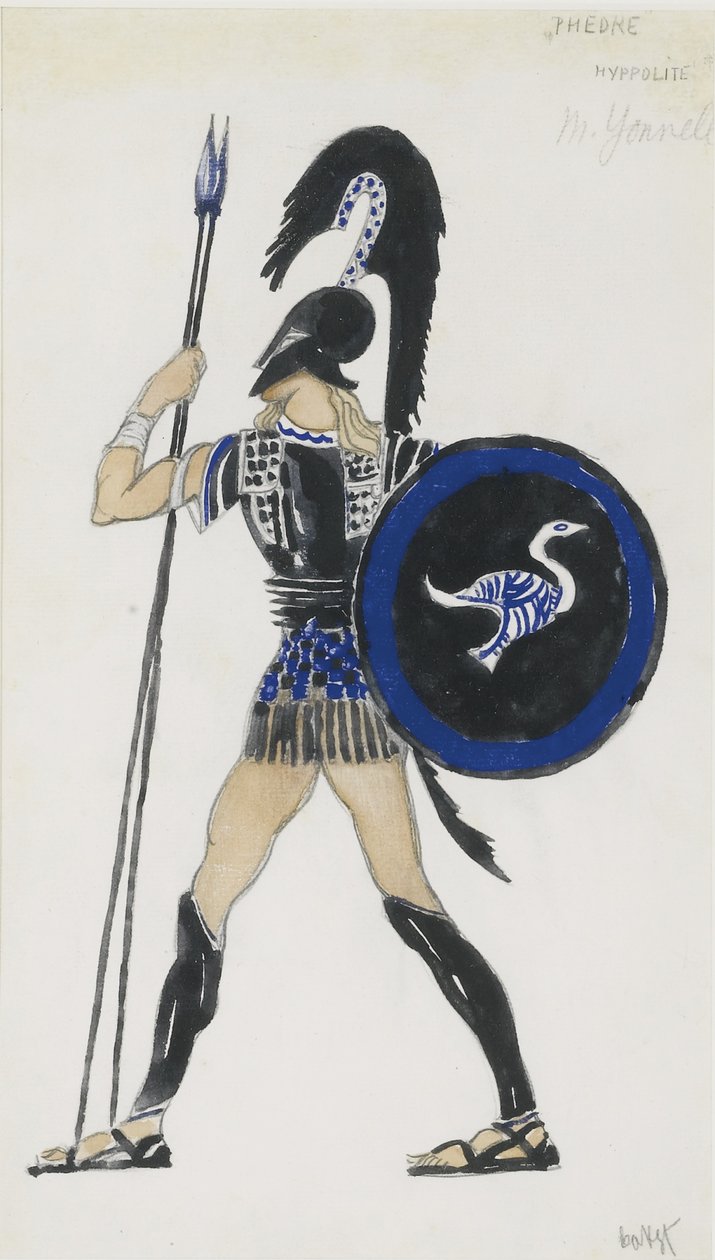 Hippolite. Phedre Balesi için kostüm tasarımı, yaklaşık 1923 by Leon Bakst
