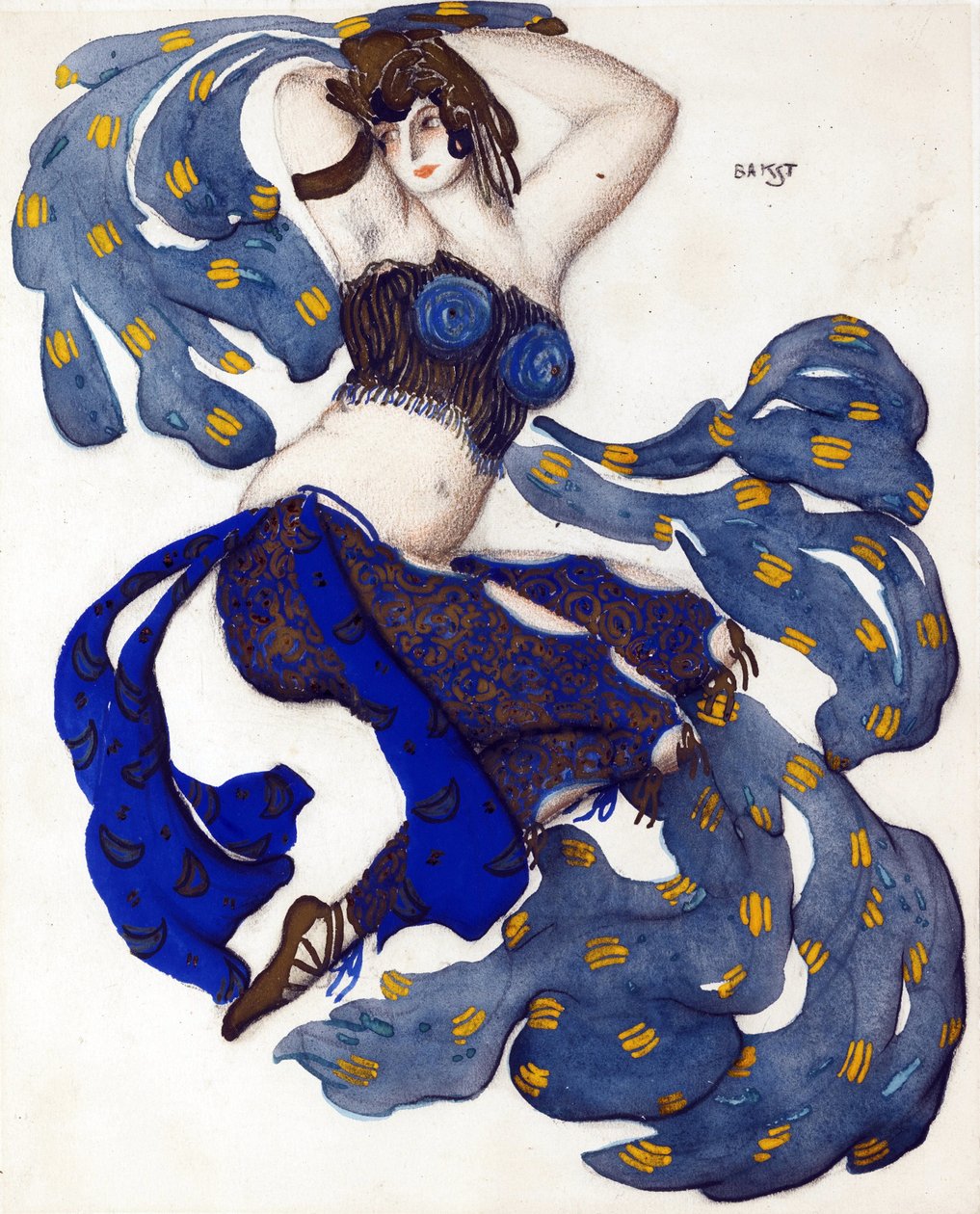 Odalık. Şehrazat balesi için kostüm tasarımı N. Rimsky-Korsakov - Bakst, Leon (1866-1924) - 1910 - Suluboya, Kağıt üzerine guaj - 33x28 - Özel Koleksiyon by Leon Bakst