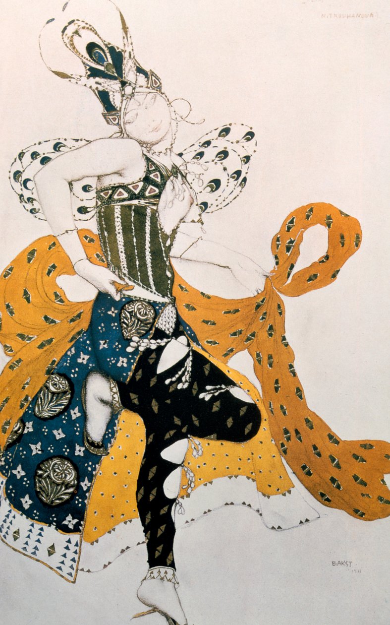 Peri Natasha Trouhanova, Paul Dukas tarafından La Peri müziği için kostüm tasarımı, 1911 by Leon Bakst