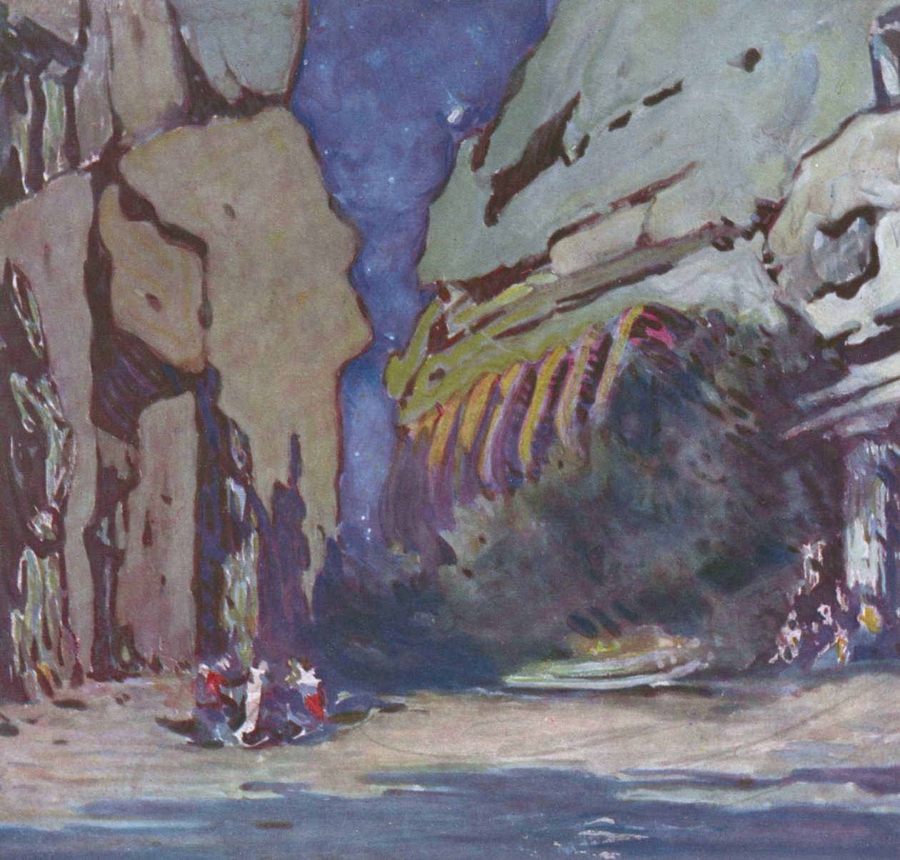 Bir Hindu Balesi için sahne tasarımı, muhtemelen Le Dieu Bleu, 1911 by Leon Bakst