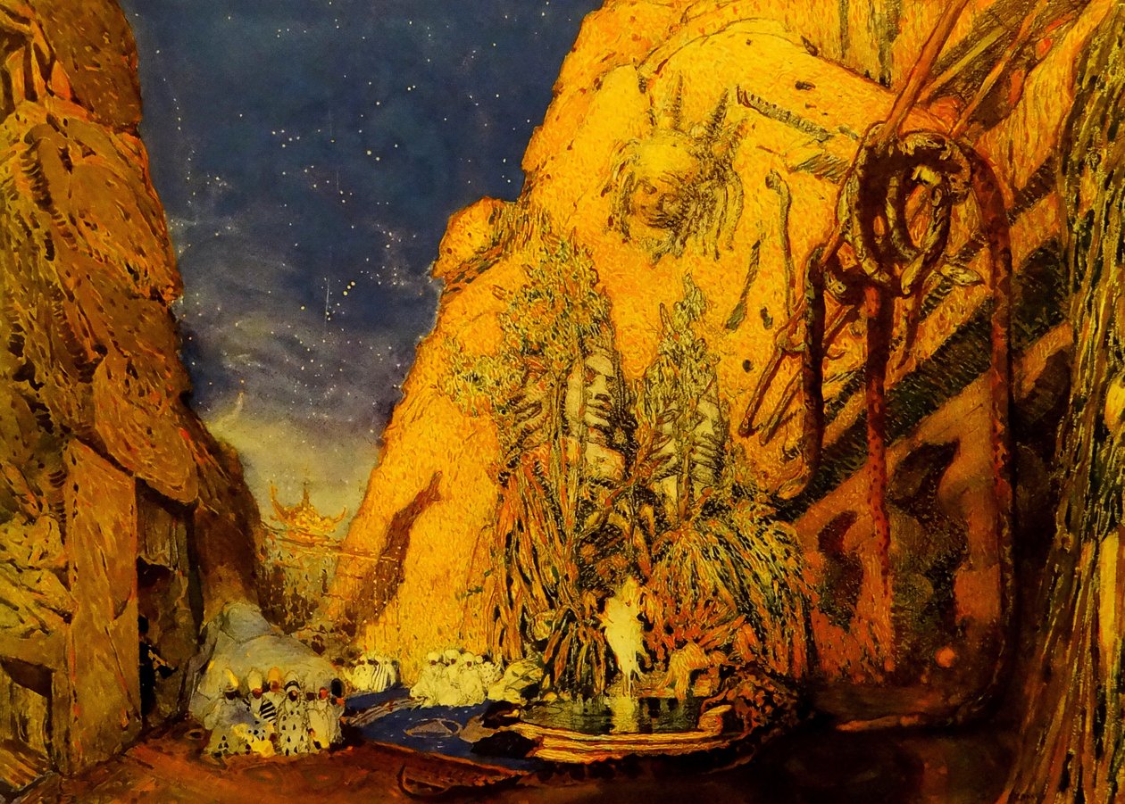 Bale Blue God için sahne tasarımı, R. Hahn, 1911 by Leon Bakst